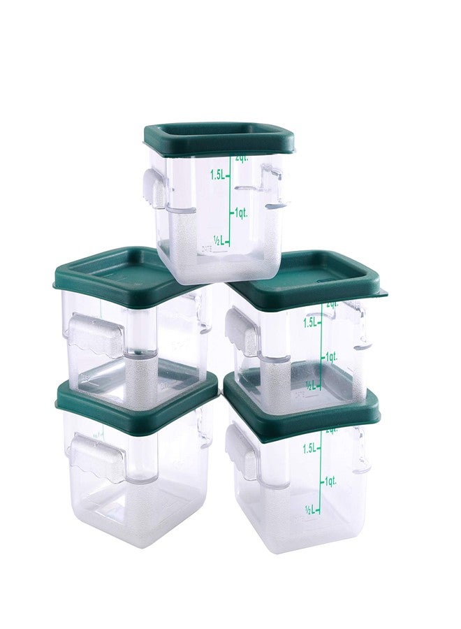 HAKKA FOOD PROCESSING Hakka 2 Qt Commercial Grade Square Food Storage Containers With Lids,Polycarbonate,Clear - Case of 5 - Image 1